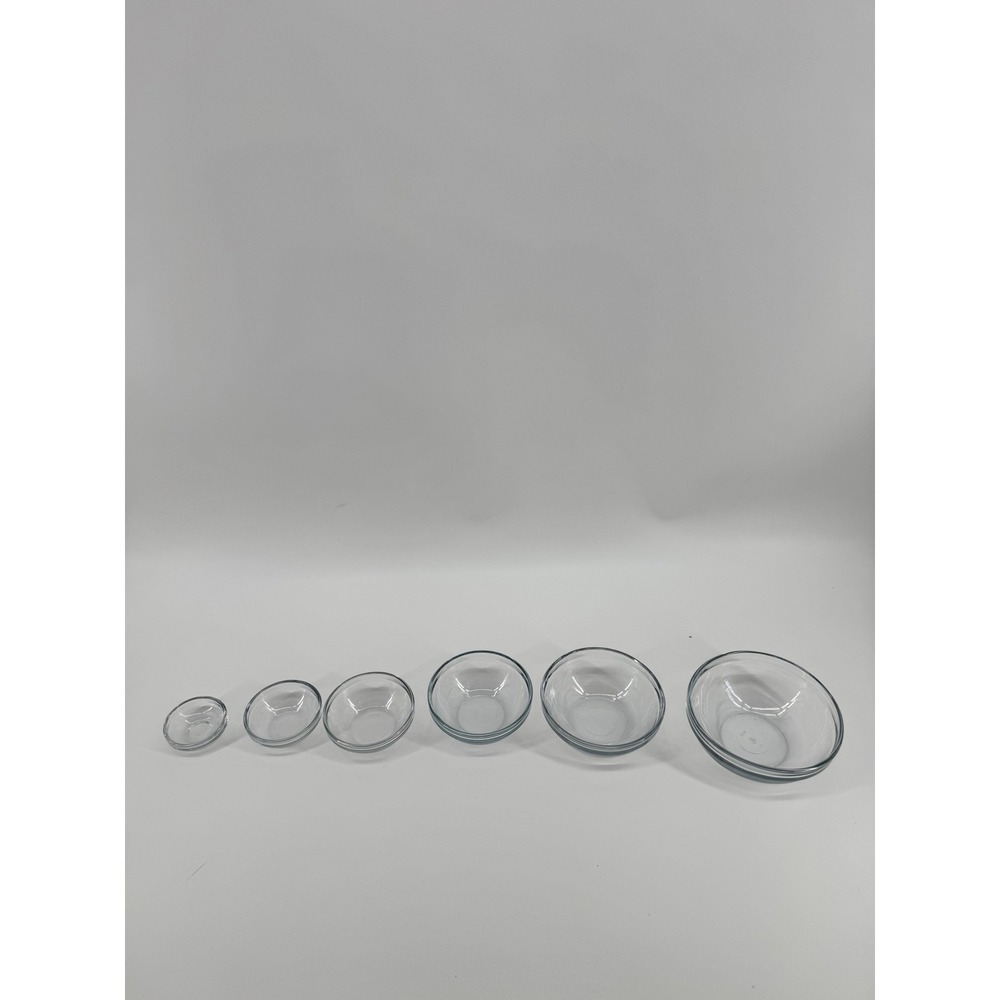 Luminarc Nesting Glass Prep Bowls Set of 6 Clear Stackable Mixing Bowls